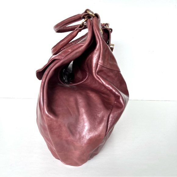 FOLEY + CORINNA Brownish Leather Gold Hardware Unique Large Shoulder Bag Satchel - Picture 3 of 16